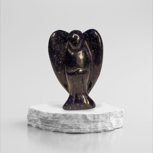 Cuarzo con forma de Ángel de Venturina Azul